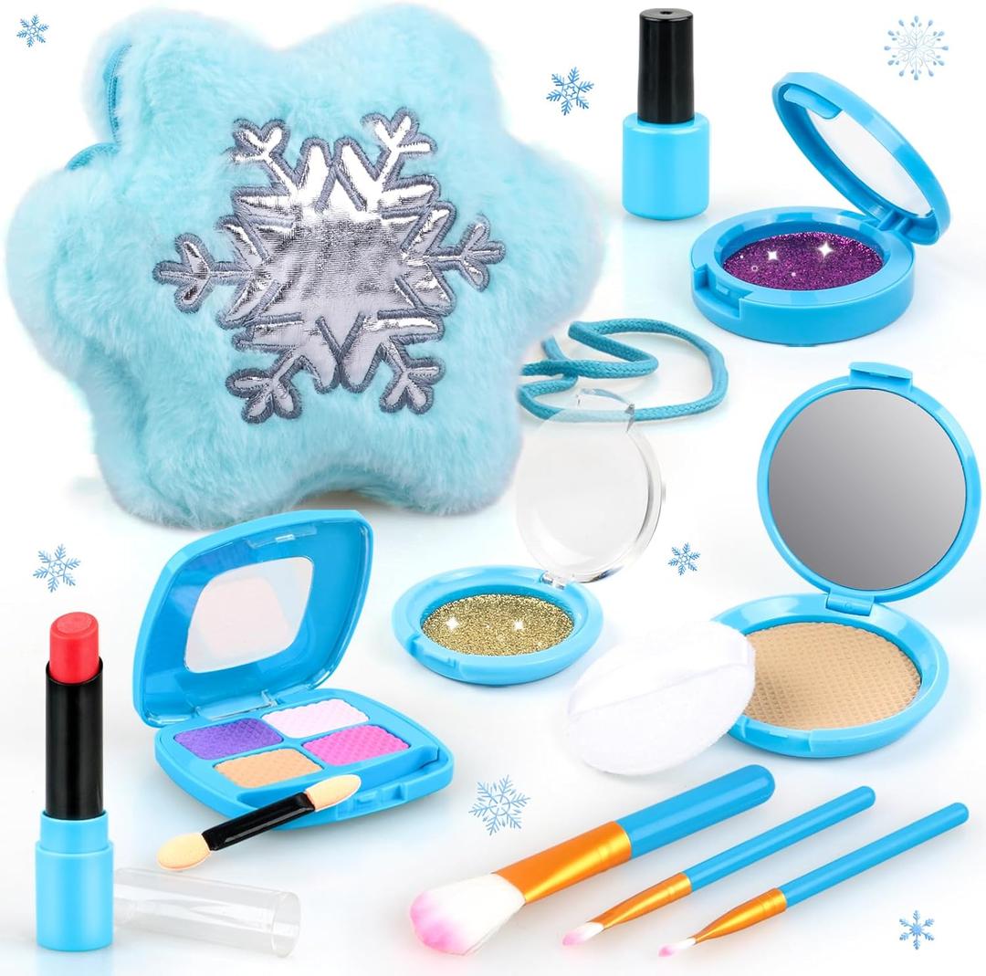 Pretend Makeup Kit for Toddlers 3-5, Kids Play Makeup Set for Girls 3-4 4-6, Frozen Toddler Fake Make Up Toys with Purse, Princess Birthday Gift for Little Girls 3 4 5 6 Year Old Christmas