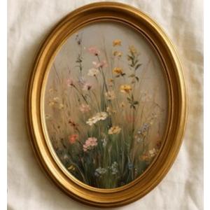 Hxlac Vintage Spring Flower Oval Wall Art Framed,