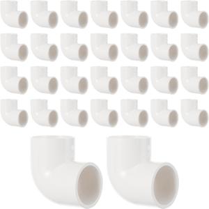 30Pcs 3/4 Inch 90 Degree Elbow, SCH40 PVC Tubing Fittings, 2 Way Right Angle Connector for Furniture, Greenhouse, Garden Support Structure