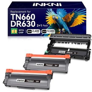 InkNI Compatible DR630 Drum TN660 Toner Cartridge Replacement for Brother DR630 TN660 TN630 High Yield Compatible for Brother HLL2300D L2540DW L2320D L2360DW L2380DW L2700DW Printer (Black, 3Pack)