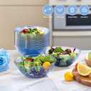 I00000 50 Pack 12 Ounce Blue Plastic Bowls Hammered Clear Bowl with Gold Rimmed, Heavy Duty Disposable Bowl Set,Elegant Small Bowls for Party, Weddings, Catering