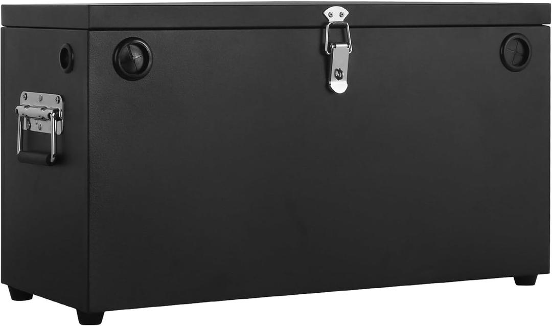 Stainless Steel Dual Battery Box, 12V Car/RV/Marine Battery Box, Black Batteries Relocation Kit for Trailer, Boat, Trolling Motor