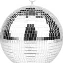 Mirror Ball for Disco DJ Club Party Wedding Home Decor, Muscab 10 Inch Disco Ball with Hanging Ring, Silver White