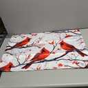 Christmas Red Birds Pillowcase for Hair and Skin Silk Pillowcase with Zipper, Queen Size Pillow Cases, Cooling Satin Pillow Cover (20x30 Inches)