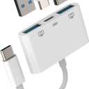USB-C to Dual USB A Adapter(3in1) Type-C Charge Cable Accessorie Thunderbolt Charging Port Converter Keyboard Mouse U Disk USB Card Reader OTG Dongle Compatible for Samsung LG Pixel MacBook Pro