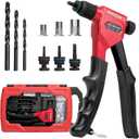 Arrow Rivet Nut Tool, 8" Rivet Nut Gun Kit Designed for Tight Space, Rivet Nut Setter with 3 Pcs Mandrels (8-32, 10-24, 1/4-20), 75 Pcs Rivnuts and 3 Pcs Drills, Sturdy Case Packed