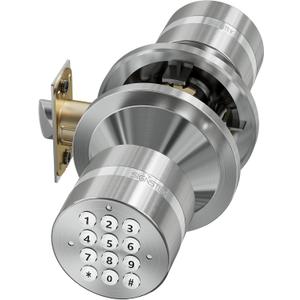Signstek Keyless Entry Door Lock, Door Knob with Keypad, Smart Code Door Lock, Mute Mode, Passage Function, Easy to Install, Satin Nickel