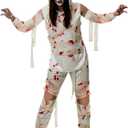 Mepase 4 Pcs Halloween Mummy Costume Zombie Costume for Men Women, Include Top Pants Sleeves Bandage Mummy Wrap Cosplay (XL, White)