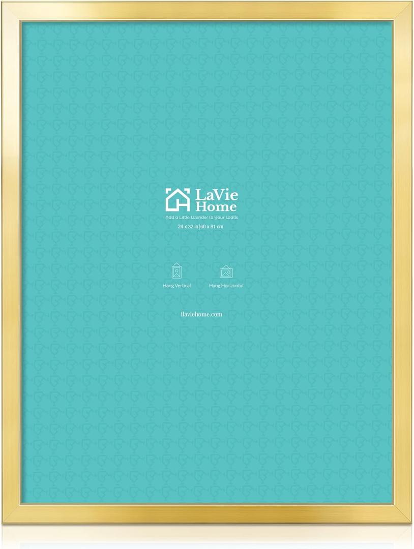 LaVie Home 24 x 32 Picture Frame, Large Poster Frame with High Definition Plexiglass, Horizontal or Vertical Wall Gallery Poster Frames Suitable for Photos, Artworks, Posters,Puzzle, Gold 1pc