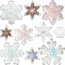 Snowflake Cookie Cutters Set of 10 pcs, Stainless Steel Snowflake Shaped Christmas Holiday Baking Molds for Fondant & DIY Crafts