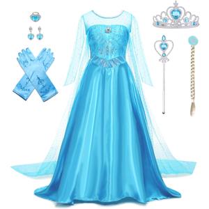 Princess Dress for Girls Luxury Princess Dress Up Halloween Cosplay Princess Costume Fancy Dress Birthday Outfit (7-8 Years)