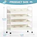 Toy Storage Organizer with Wheels, 4 Shelves & 12 Cubbies for Kids