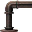 Industrial Curtain Rods for Windows 18 to 88 Inches Adjustable Length, 1 Inch Diameter, with Aluminium Finials (Antique Red Bronze, 18 to 88)