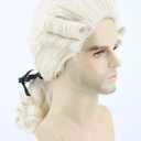 Topcosplay Judge Colonial Wig for Men Women Historical Powdered Wig Beige Halloween Costume Funny Wigs Beige