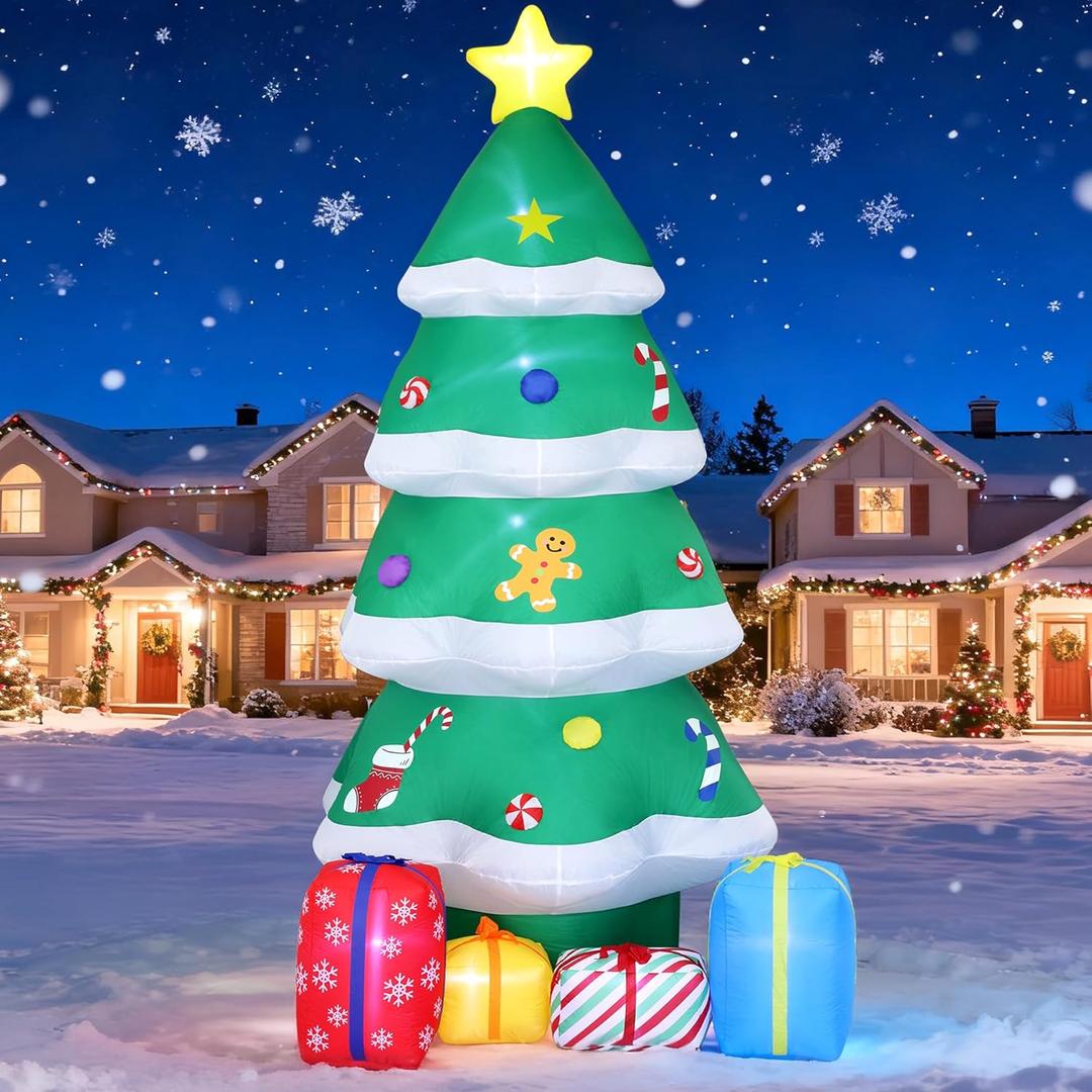 10 Ft Giant Inflatable Christmas Tree with 4 Gift Boxes Featuring Built-in LEDs for Blow Up Christmas Decoration, Perfect Outdoor Christmas Inflatables for Yard, Garden, and Lawn Dcor