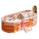 HLCZLUZ Portable Foldable Bathtub, Freestanding Bathtub No Installation, Bathroom SPA Soaking Bath Tub, Shower Stall Collapsible Hot & Ice Bath for Indoor Outdoor (Pink, ‎47.2"L x 21.6"W x 19.6"H)