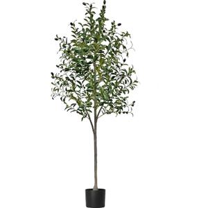 YJH 6ft Artificial Olive Tree Artificial Fake Tree Green Potted with Realistic Fruit, for Modern Home Office Living Room Floor Decor and Housewarming Gift (6ft)