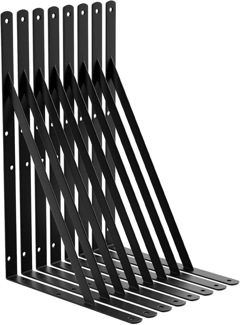 LEOPO 18 Inch Heavy Duty Shelf Brackets & Supports, 90 Degree Triangle L Shelf Support Angle Brackets for Garage Storage, 8 Pack