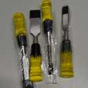 HURRICANE 4 Piece Wood Chisel Set for Woodworking. CR-V Steel Beveled Edge Blades with Safety Caps. Durable PVC High Impact Handle, for Precision Carving & DIY Projects (1/4", 1/2", 3/4", 1") (Regular Size Grip)