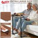 Extra Large Heavy Duty TV Tray Table, 23.6" Folding C-Shaped Laptop Desk for Couch & Bed, Height & Tilt Adjustable Overbed End Table with Phone/Tablet Slot, Easy Clean Walnut Finish for Small Spaces, Large 1 Pack