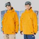 SNOWVERB Baggy Anorak Snowboard Jacket Waterproof Half Zip Ski Coat Hooded Insulated Winter Snow Jacket Men Women (X-Large, Orange)