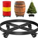 Heavy Duty 55 Gallon Drum Dolly  2000LB Capacity, Anti Rollover Design with 4 Swivel Casters & 2 Brakes, Double Fork Style for Warehouse/Industrial Use (Black)