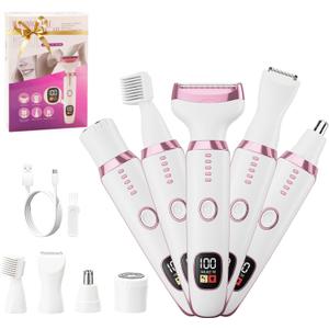 RUIM Electric Razors for Women, Painless 5 in 1 Shaver for Legs Bikini Facial Hair Removal, Body Wet/Dry Razor Water Resistant Grooming Kit, Cordless Womens Trimmer for Grooming