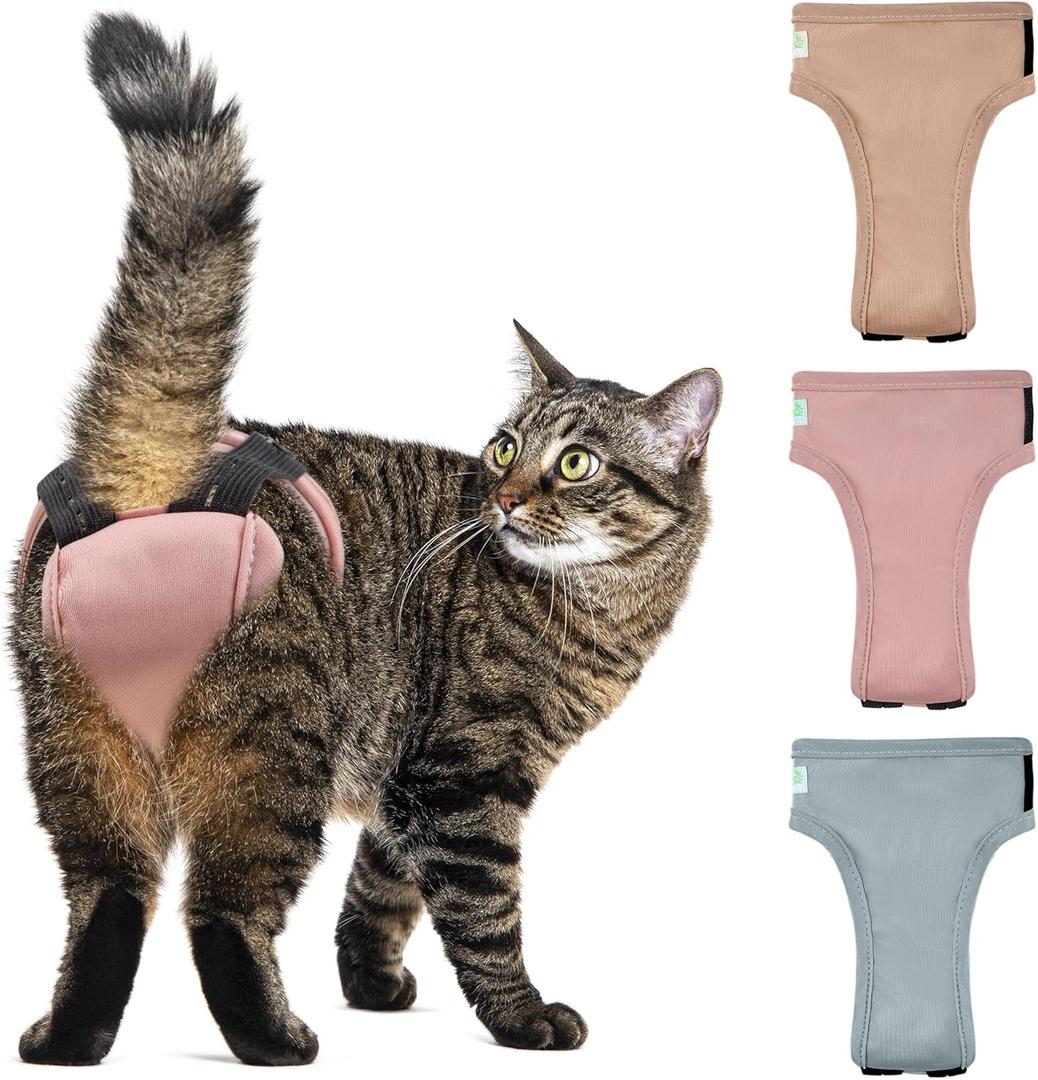 wegreeco Cat Diapers for Female and Male Cats(Only for Pee),Reusable Pet Kitten Diapers for Cats Spraying,Kitty Cat Incontinence Diapers Large