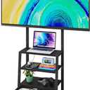 Rolling TV Stand with Wheels and Mount & Fabric Drawer - Entertainment Center with Power Outlet and Small TV Stand for Bedroom, Living Room - 15" Black