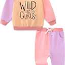 Toddler Baby Girl Clothes Long Sleeve Crewneck Sweatshirt with Pants Spring Fall Winter Outfits, 12-18M