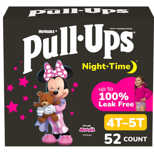 PullUps Girls' NightTime Potty Training Pants, Size 4T5T Overnight Training Underwear (3850 lbs), 52 Ct