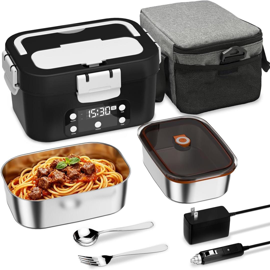 Automatic heat preservation & heating lunch box (Black)