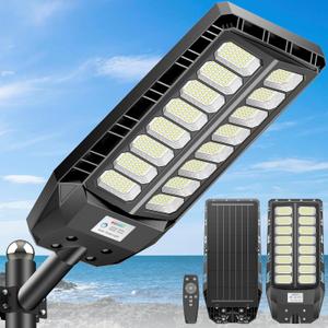 Deepn Solar Lights Outdoor 8000W, Solar Street Lights Outdoor Waterproof, 480 LED Security Flood Light 7000K Street Light 300000LM with Motion Sensor & Dusk to Dawn for Pathway & Yard, LA065W, 1 Pack