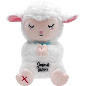 Jesus Plush Lamb Stuffed Animal - Sheep Plush Jesus Loves Me You Baptism Gifts for Boys Girl Soft Christian Baby Toys Prayer Doll for Sunday School Gifts 10 Inch