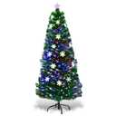 5FT Pre-Lit Fiber Optic Artificial Christmas Tree w/Multicolor Lights Snowflakes