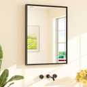 TETOTE Black Mirror for Bathroom Sink 24" x 32" Matte Black Beveled Metal Frame Bathroom Vanity Rectangle Mirror for Wall, Modern Farmhouse, Tempered Glass, Shatterproof, Stronger Frame