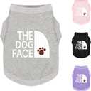 Personality Canine Attire: Soft, Lightweight Cotton Dog Clothes with 'The Dog Face' Print. Small and Medium Breeds, Perfect for Everyday Wear, Comfortable and Breathable Dog Shirt Grey S