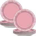 50Pcs Pink Platos De Barro Cielito Lindo Party Plates 7-in Mexican Supplies Talavera Baby Shower Paper Dessert Plates Dinnerware Fiesta Tableware Set for 50 Guests Birthday Wedding Party Decorations