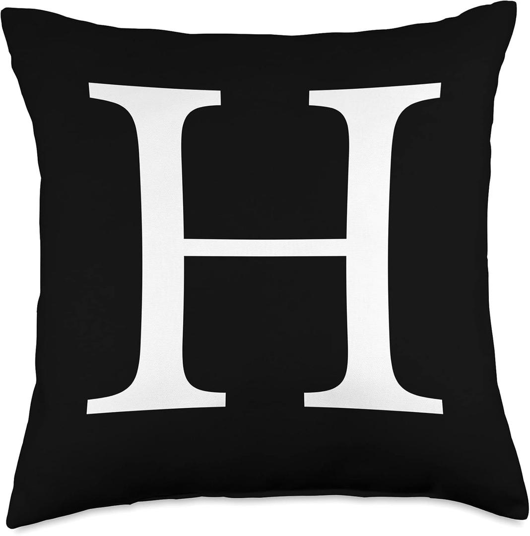 Cute & Classy Black White Monogram Letter H Throw Pillow (18x18)