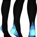 Physix Gear Compression Socks 20-30 mmHg - Men & Women - Running, Nurses, Shin Splints, Flight, Travel (Black/Blue)