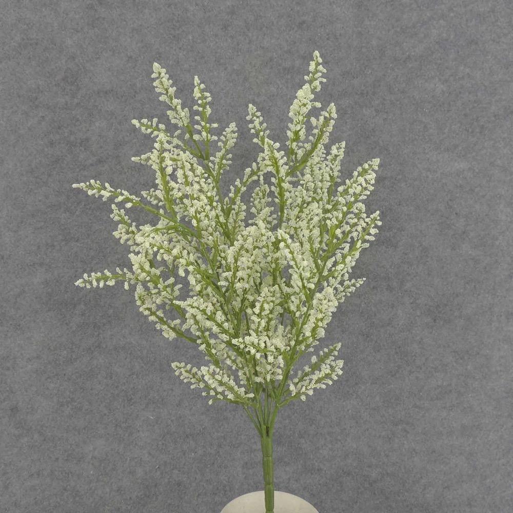 1 Pc, 21 Inch Artificial Heather Bush For Floral Arrangements & Decor - Cream