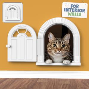 Large Cat Door for Wall Interior, Stylish & Functional Pet Door, No Training Needed Easy DIY Installation, No-Flap, Perfect for Privacy & Safety, Spacious, Fits Cats Up to 20 Lbs