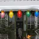 SUNSGNE Jumbo Christmas Hanging String Lights 16FT Large Xmas Lights with 10 5'' LED Giant Multicolor Bulbs, C7 Big Bulb Vintage Christmas Light for Indoor Outdoor Roof Yard Tree Decor, Green Wire (Diamond Clear Multicolor)