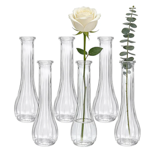 Glass Bud Vases for Centerpieces, 6 Pack Clear Small Flower Vases for Wedding Decorations and Indoor Home Decor, Hurricane Candle Holder for Table Shelf, Party