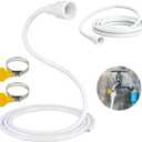 19.6FT Faucet Hose Adapter for Sink, 2PCS 9.8FT PVC Sink Hose Attachment for Faucet, Extra Long Hose and Faucet Connector with Hose Clamp, Water Transfer Accessory for Indoor & Outdoor Garden Cleaning