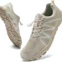 WateLves Barefoot Water Shoes Women Men Breathable Wide Width Toe Box Beach Walking Shoes Comfortable Slip On Minimalist Sneakers for Travel Hiking (Beige)