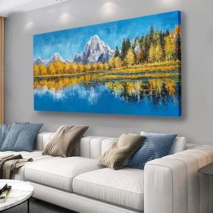 Belmrxne Landscape Canvas Wall Art Large Yellow and Grey Canvas Painting Modern Artwork Aesthetic Wall Decor for Living Room Bedroom Dining Room Office Home Decor 30x60 inch