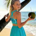 Cutemile 5-16 Years Girls Two Piece Tankini Swimsuit with Boyshort Bathing Suit Quick Dry Beach Swimwear (Blue)