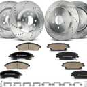 A-Premium Front and Rear Drilled Slotted Brake Rotors and Ceramic Pads Kit | Compatible with Cadillac CTS 2006-2007, STS 2005-2008, 12-Pack