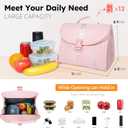NOL Natural Organic Lifestyle Insulated Lunch Bag for Women/Men, Reusable Nylon Leakproof Lunch Cooler Box, Lunch Tote Bag With Buckle for Work Travel Picnic (Pink)